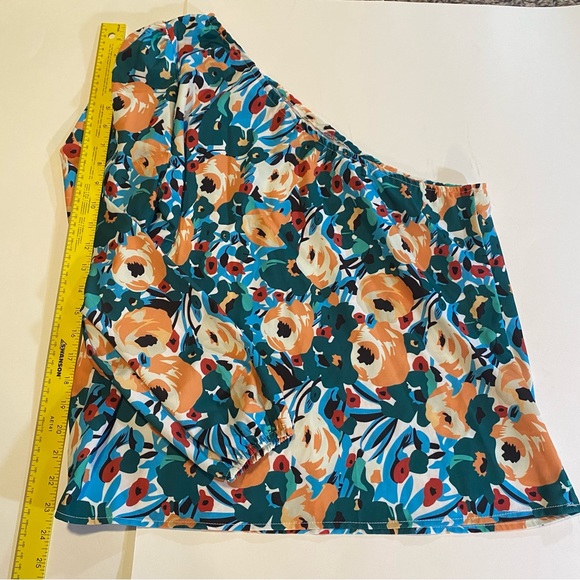 SHEIN 1 sleeve floral top, SZ L elastic at bust and cuff,GUC, wear on either arm - Picture 3 of 6